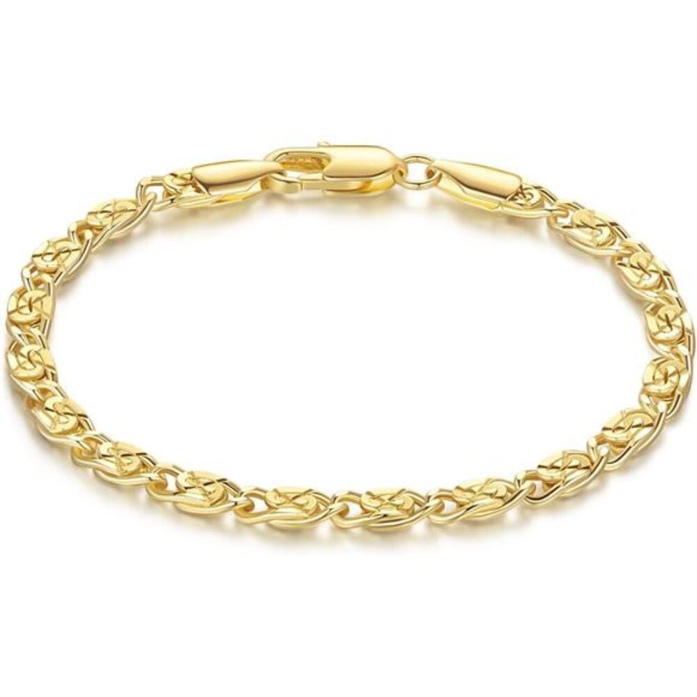 14K Gold Bracelet Unique Cuban Gold Chain